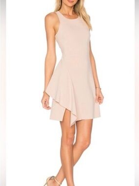 Elizabeth and James Blush Asymmetrical Ruffle Dress
